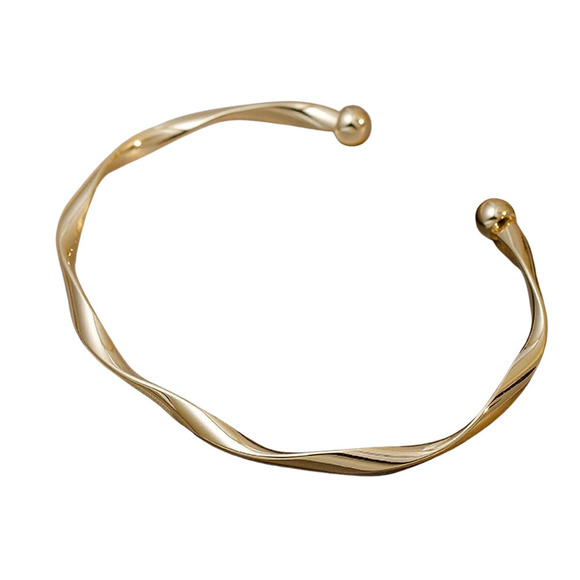 Gold Twist Bracelet Gold Bangle Bracelet Twisted Bracelet Wave Pattern Bracelet - Picture 10 of 10